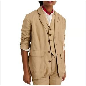 Alex Mill Non Suit Linen Blazer Vintage Khaki Lightweight 3 Button Jacket Small